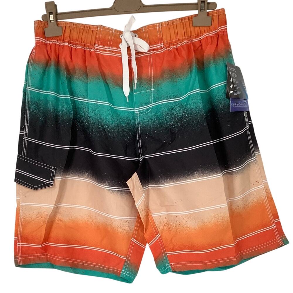 Kanu Surf Men's XL Black Orange Apollo Board Shorts Beach Surf Swim Trunks O7-30